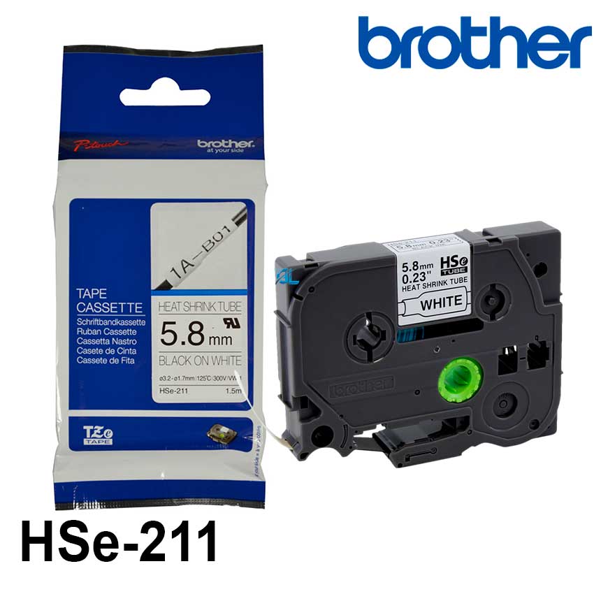 Cinta compatible Brother Termocontraible 5.8mm HSe-211 fdo blanco en letra negro