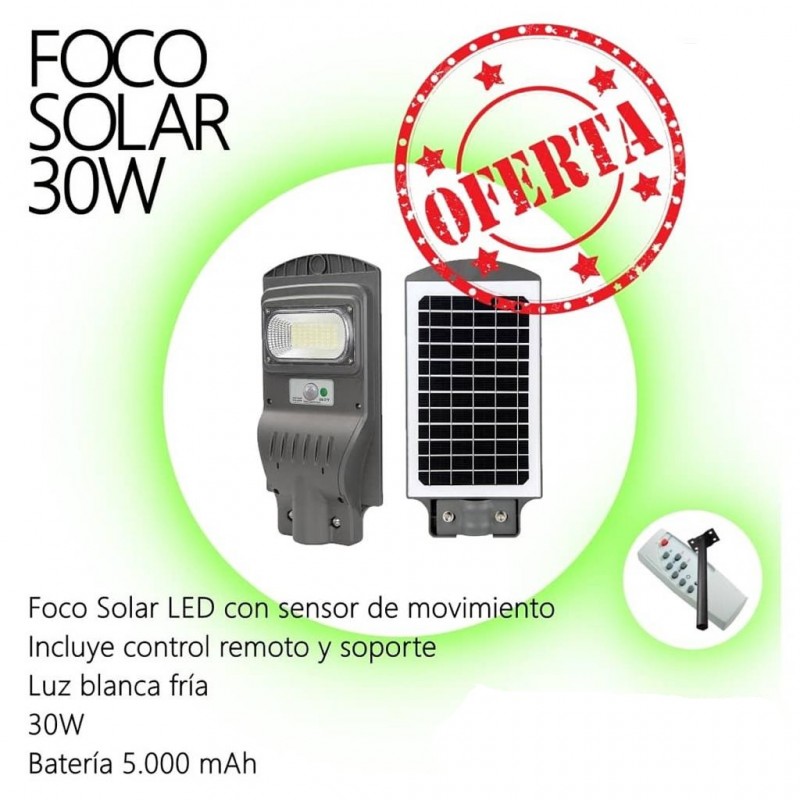 Foco solar LED 30W
